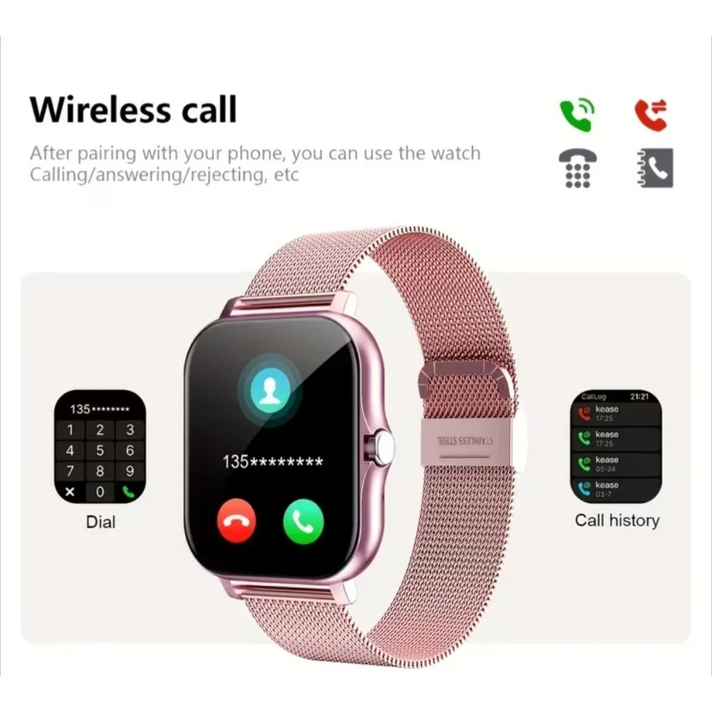 Touch Screen Smart Watch for Men And Women, Bluetooth, Phone Call, Fitness Gold